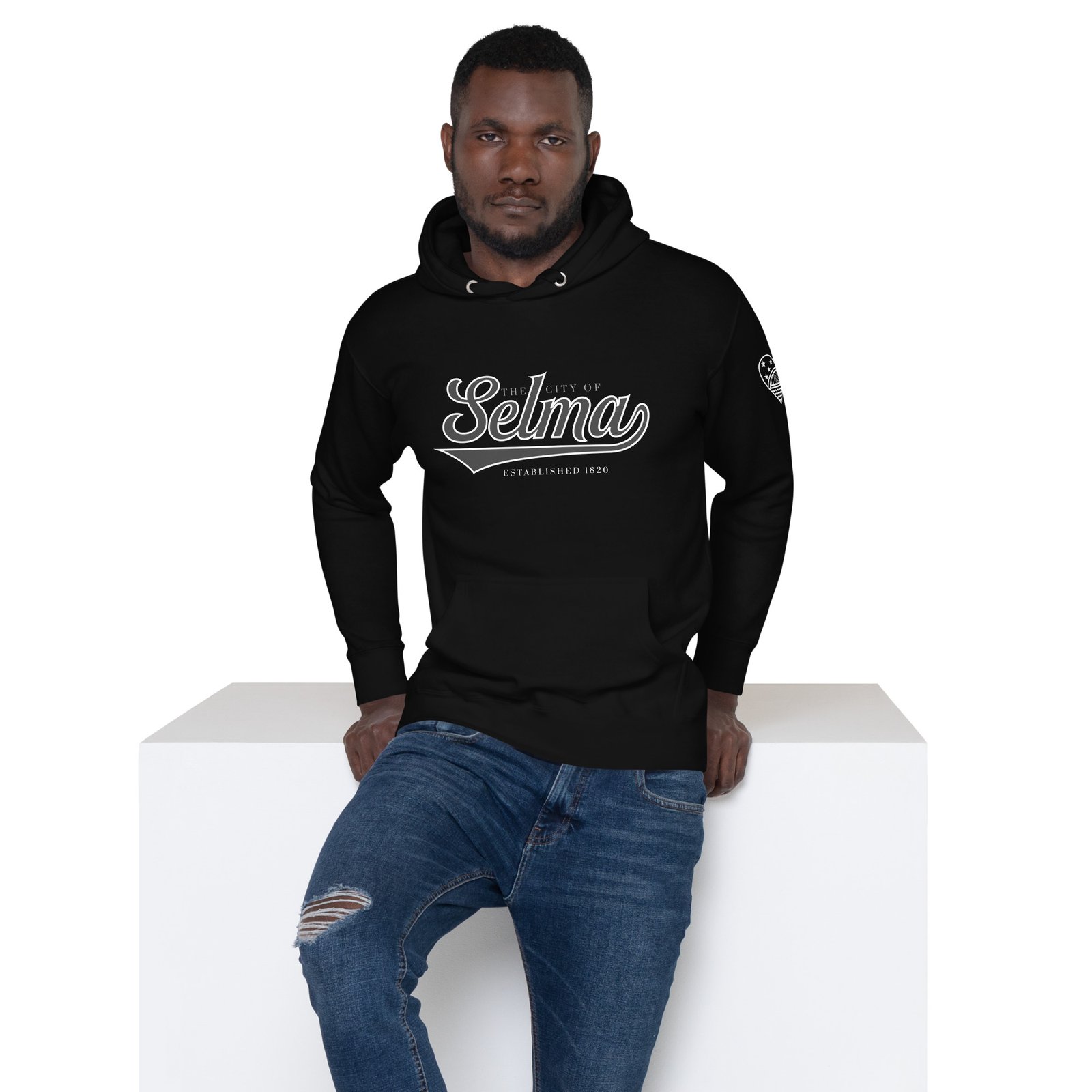 black script unisex hoodie | selma love black script unisex hoodie | selma love