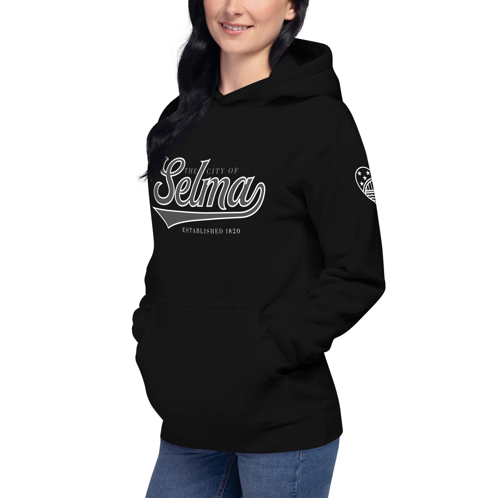 black script unisex hoodie | selma love black script unisex hoodie | selma love