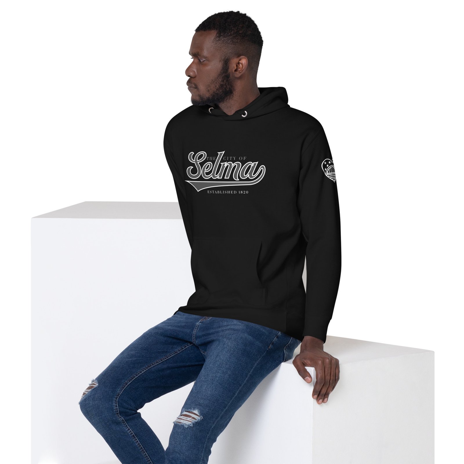 black script unisex hoodie | selma love black script unisex hoodie | selma love