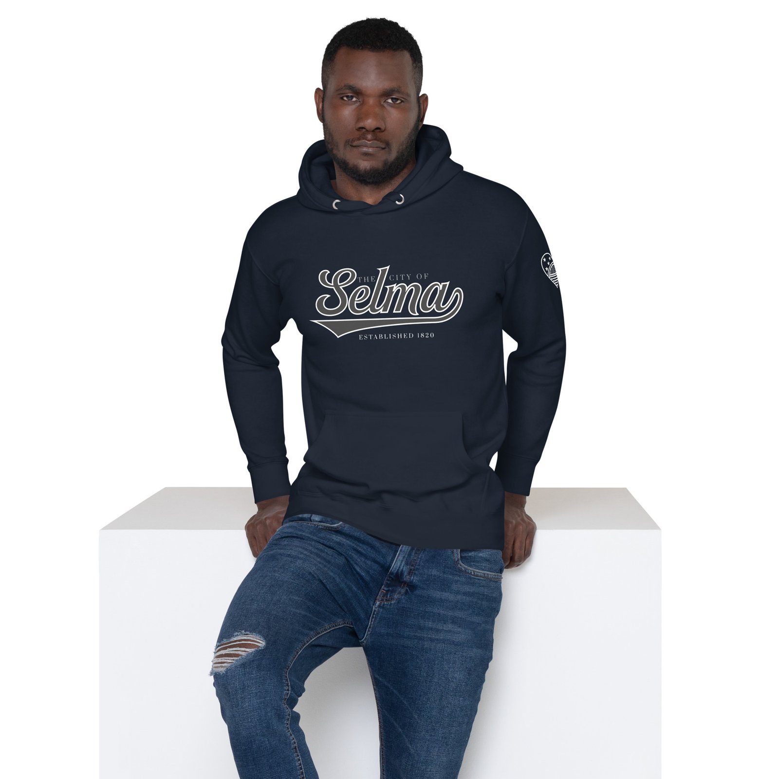 black script unisex hoodie | selma love black script unisex hoodie | selma love